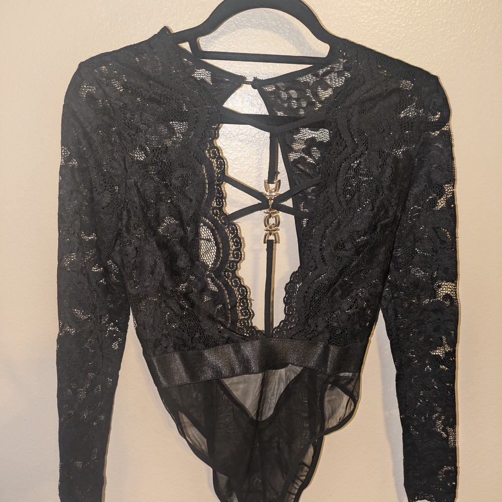 Elegant Black Lace Bodysuit